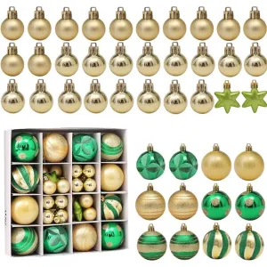 Xmas Deco Ball 42pcs x 6cm Green/Gold